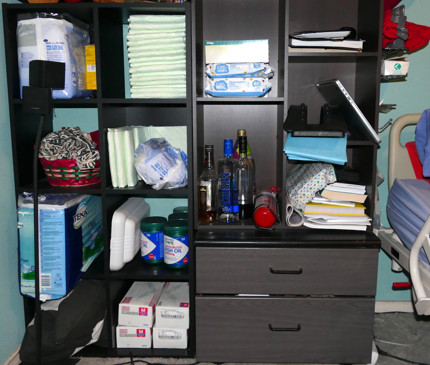 my book shelf on the right hand side - paraplegia sleeping tips