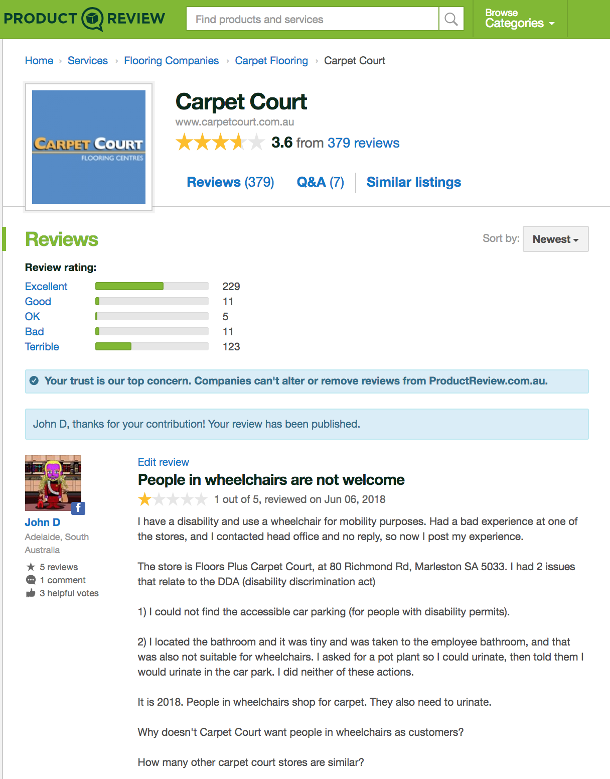 the carpet court review at productreview.com.au