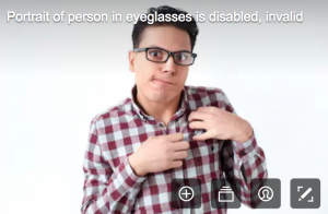 disability stock photographs - an actor pretending to have a disability, but I think he is faking it