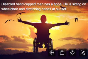 disability stock photographs - a young man in a wheelchair facing the sunset and seems happy