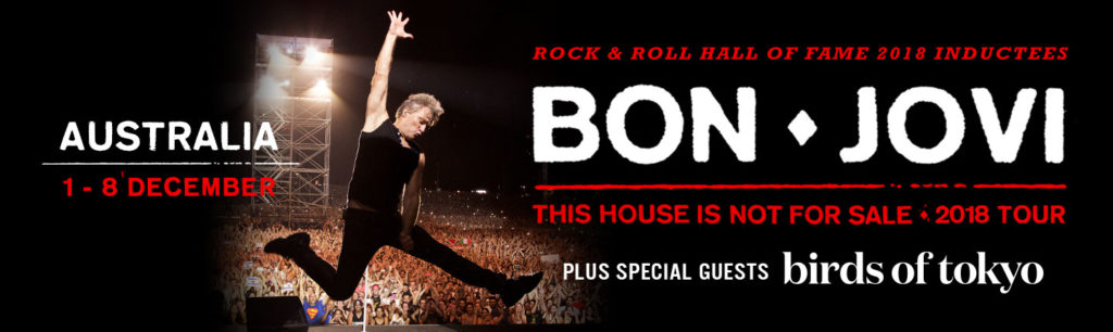 The tour poster promoting Bon Jovi touring around Australia - Adelaide Botanic Park accessibility issues