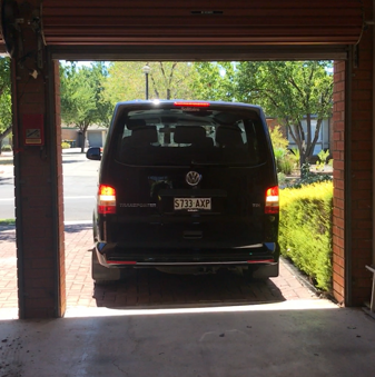 in the foreground is my dark garage with roller door open. I am reversing the vs and the reversing lights are on. SCI driving