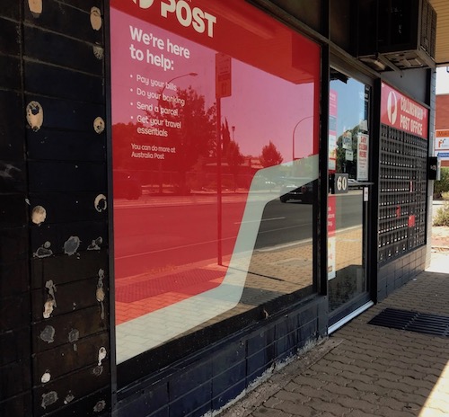 The collinswood post office is a grubby looking shop. Tiles missing from the front. An old AC that is broken. A manual door. So much for Australia Post Accessibility