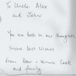 condolences from Peter and Vernice