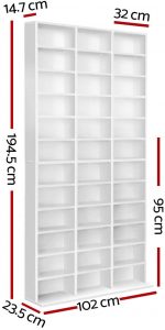 artiss media rack - its white, and over 2 m high with 3 columns of shelving that can store over 200 movies - Building furniture from a wheelchair