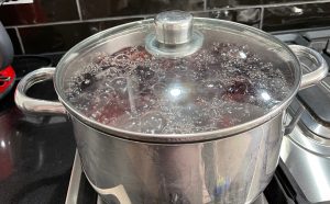 pickling beetroot - boiling them in a saucepan