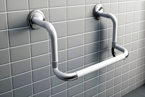 Grab bars in the bathroom for safety and stability for people in wheelchairs 