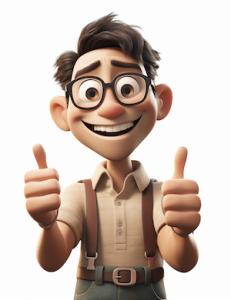 A man with glasses holding both thumbs up