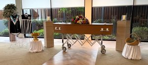 Funeral chapel prepared for the celebration of the life of Alexander "Alec" Duthie.